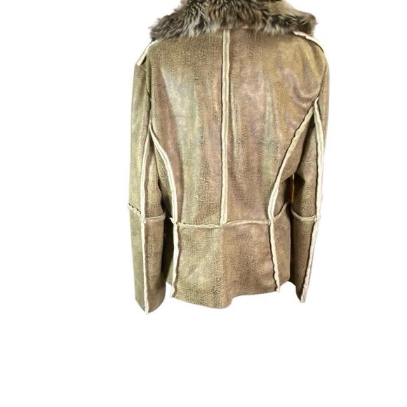 Allen B by Allen Schwartz Faux Fur Synthetic Shearling Brown Suede XL Jacket - Picture 4 of 7